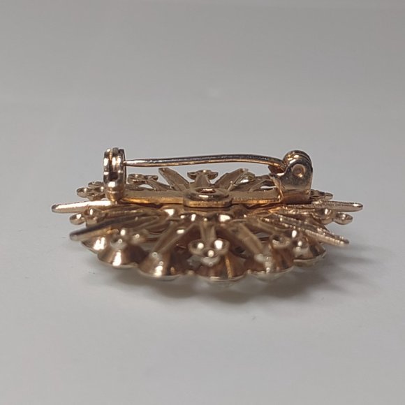 Vintage Small Metal And Clear Glass Decorative Brooch - Picture 11 of 14